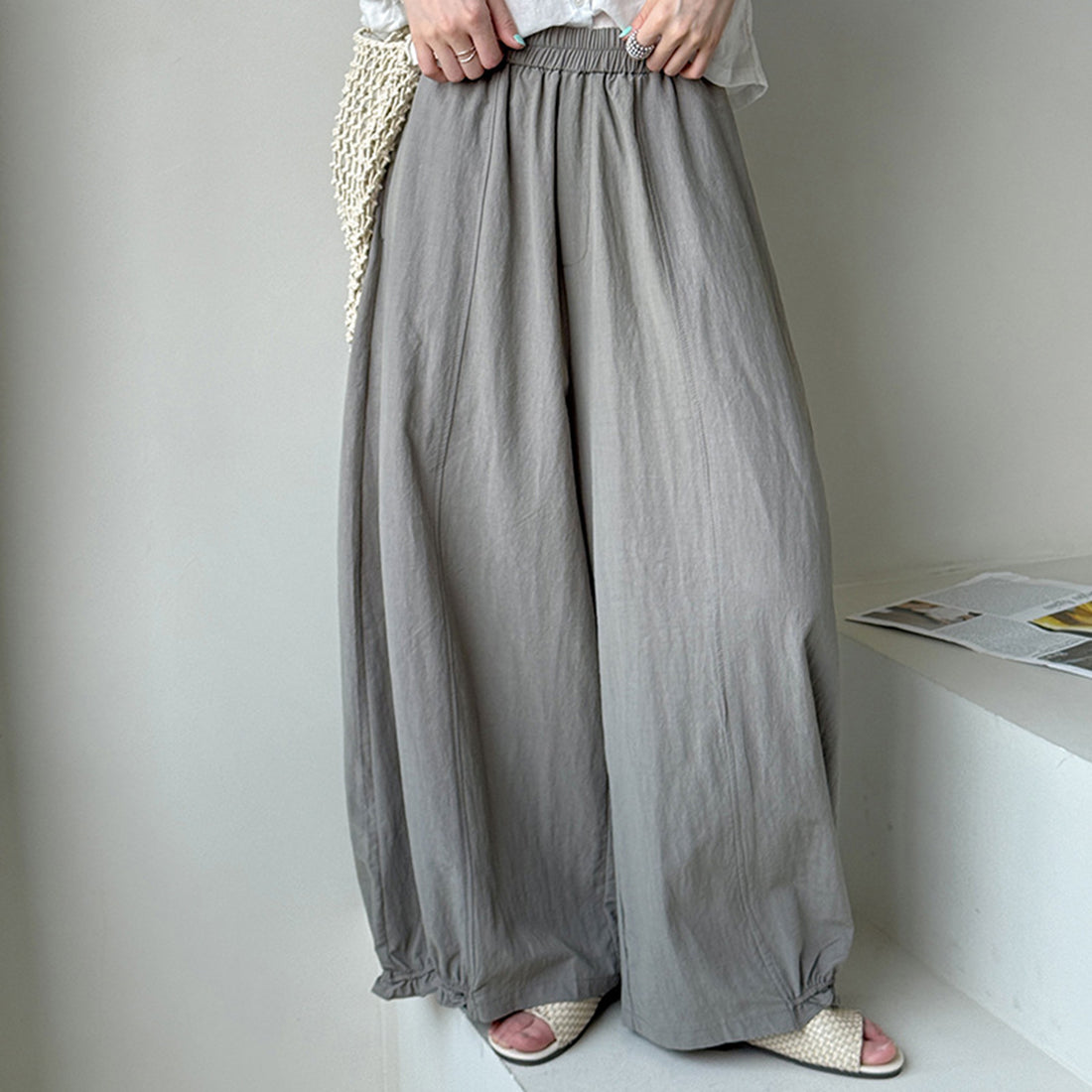 Women’s Linen-Blend High-Waisted Wide-Leg Pants