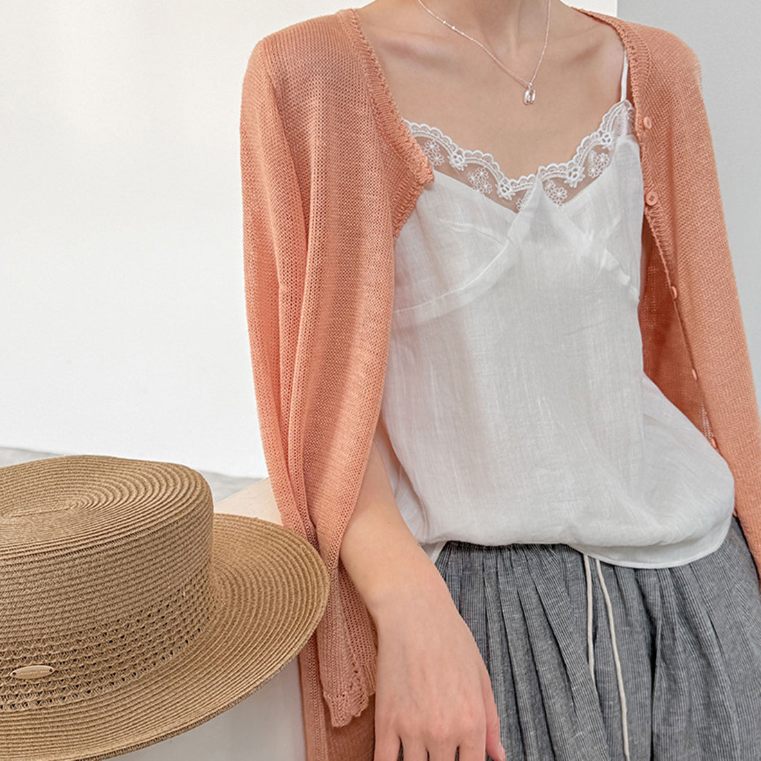 Women’s Linen-Blend Lace Trim Camisole