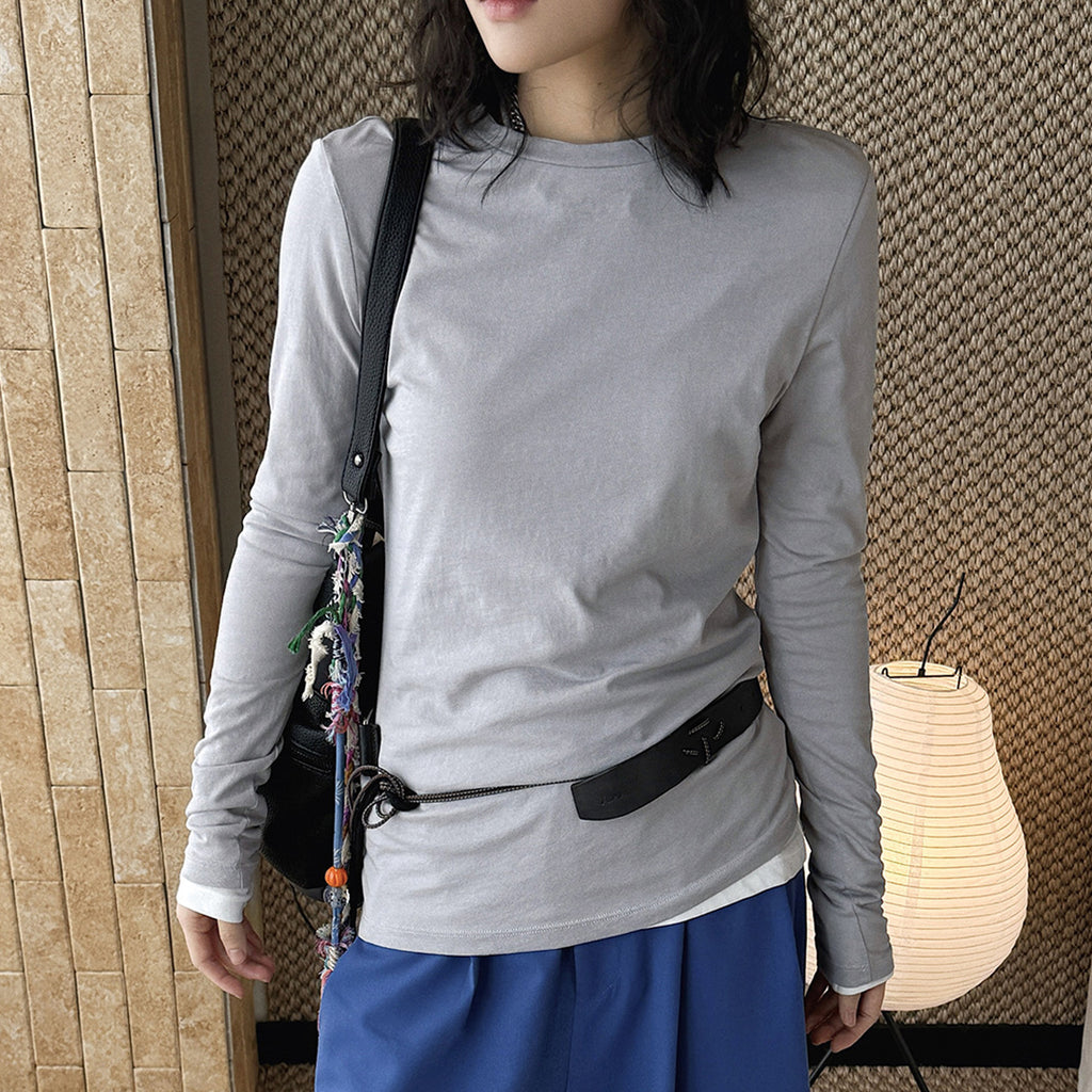 Slim fit round neck long sleeve base layer top