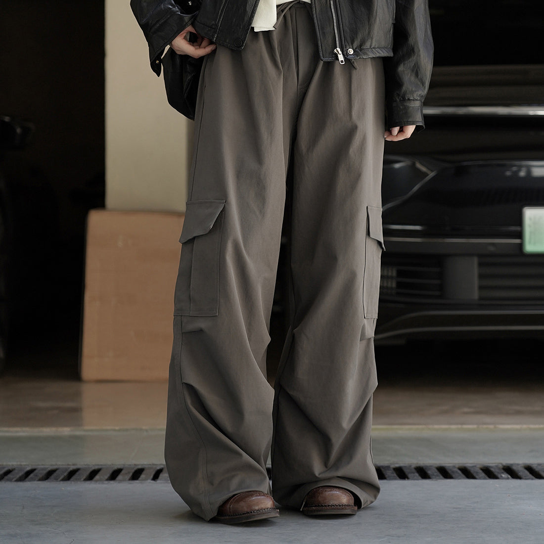 American street elastic drawstring cargo pants