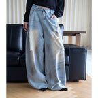 American retro ripped wide leg jeans