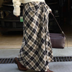 Retro asymmetrical contrasting Haig pattern half skirt