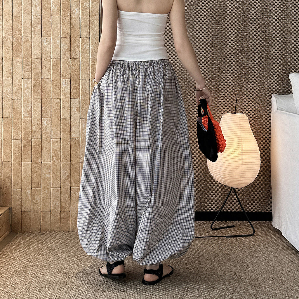 Decorative Balloon Pants Buttoned Cuffed Pants