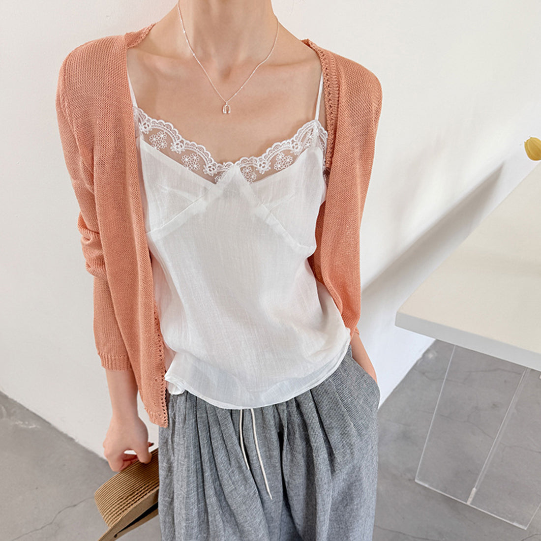 Women’s Linen-Blend Lace Trim Camisole