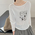 Women’s "Midnight" Star Print Off-Shoulder Long-Sleeve Top