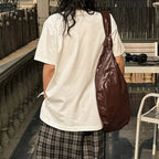 Simple round neck loose hem with micro slits on both sides T-shirt top