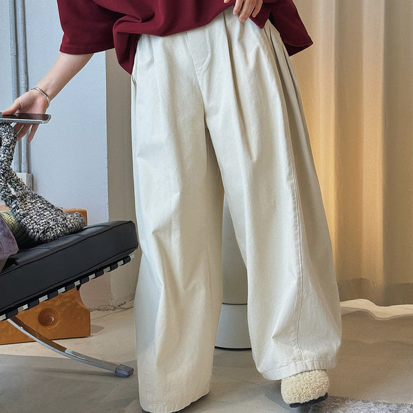Retro washed casual slimming wide leg pants