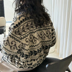 Retro Rolled Leaf Jacquard Lamb Fur Stand-Up Collar Thermal Fluffy Thick Coat