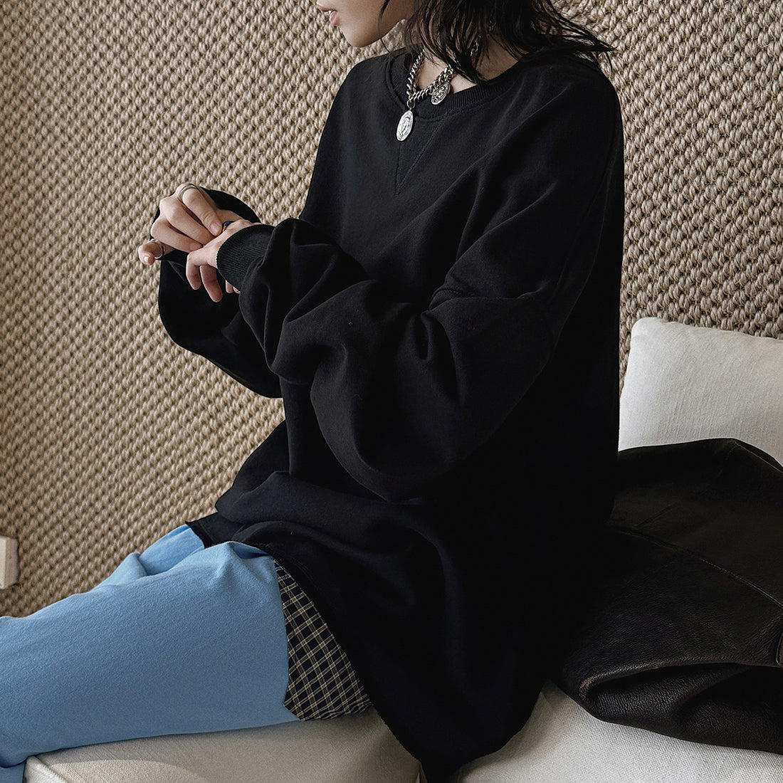 oversized long sleeve sweatshirt cotton loose fit crew neck pullover casual top