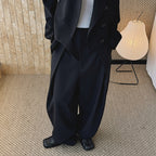 High waist loose fit structured wide leg pants