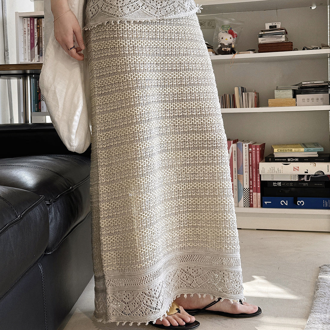 Women’s Textured Knit A-Line Midi Skirt