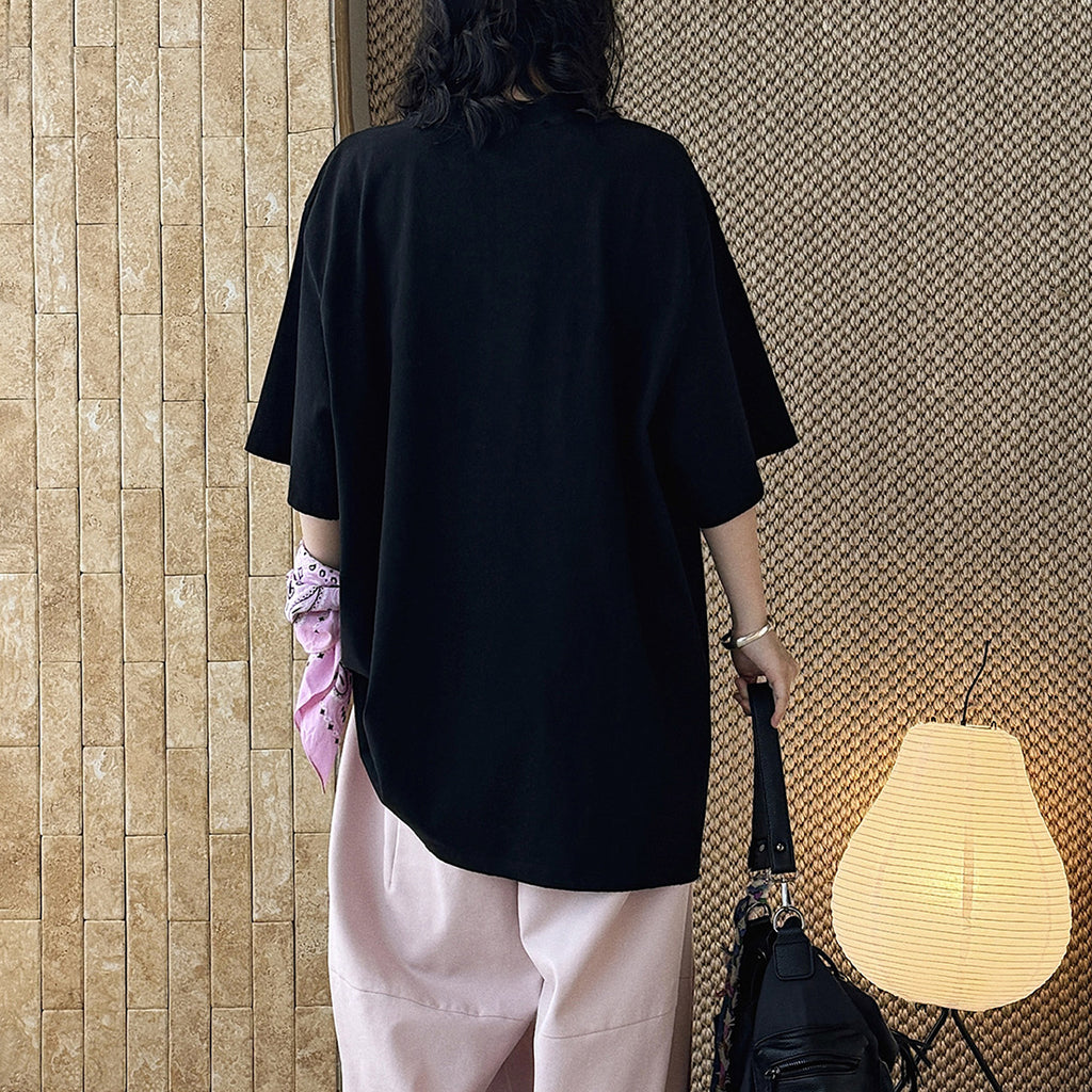Loose fit round neck short sleeve oversized t shirt