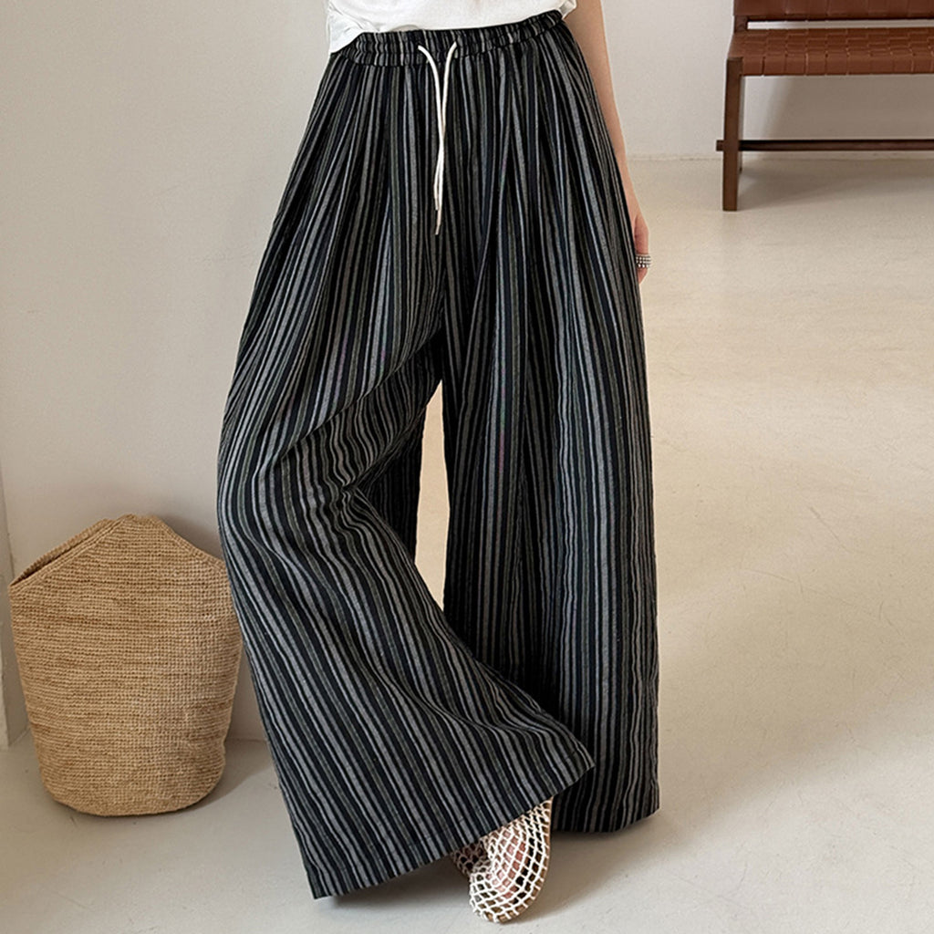 Women’s Striped High-Waisted Wide-Leg Pants