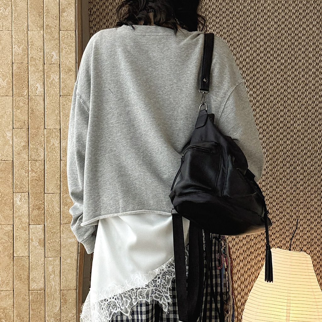 Loose fit round neck long sleeve sweatshirt top