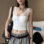 Women’s V-Neck Lace Camisole with Built-in Bra
