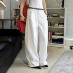 Grid waistband elastic drawstring loose casual ankle pants