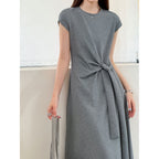 Women’s Knot-Waist Short-Sleeve Midi Dress
