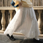 Bohemian floral hollow loose maxi skirt