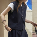 Retro short vest + I-shaped pleated curved trousers set