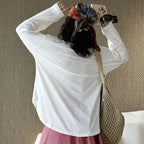 loose fit long sleeve t shirt basic cotton blend crew neck casual top