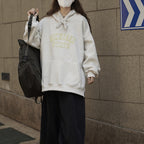 American letter printed loose hooded sweatshirt top