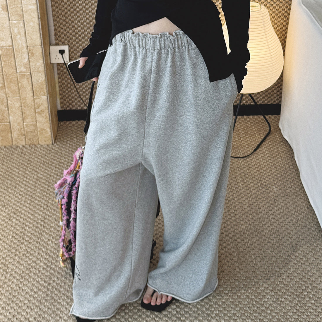 Women’s Oversized Wide Leg Sweatpants with Letter Print