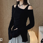 Women’s Asymmetric Cold Shoulder Long Sleeve Top