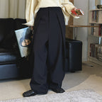 High waist loose fit structured wide leg pants