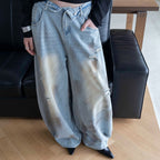 American retro ripped wide leg jeans