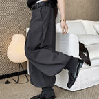 High waist pleated loose fit tapered cuff pants
