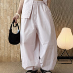 High waist cotton linen balloon pants loose casual wide leg trousers