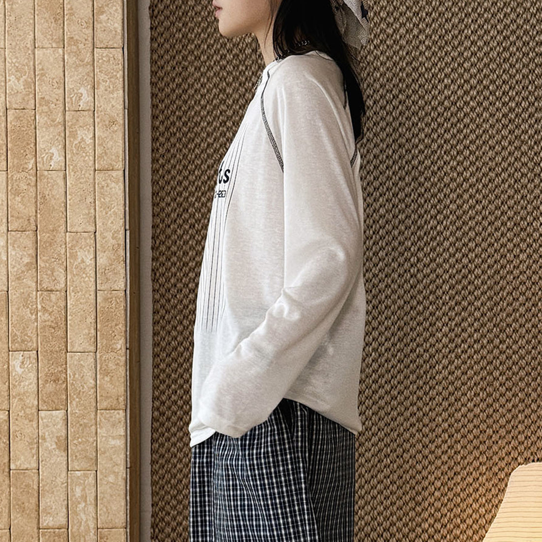 Striped contrasting letter printed T-shirt top