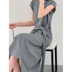 Women’s Knot-Waist Short-Sleeve Midi Dress