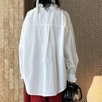 Loose nail bead rose border patchwork shirt