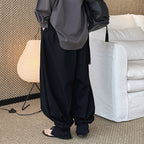 Loose fit high waist draped cuffed pants