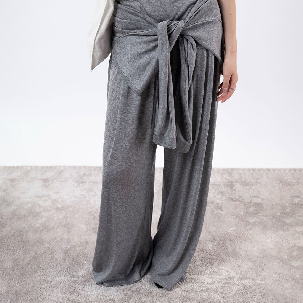 Elastic drawstring loose wide leg pants