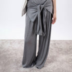 Elastic drawstring loose wide leg pants
