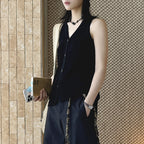 Sleeveless V-Neck Knit Button Vest Top