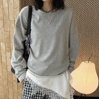 Loose fit round neck long sleeve sweatshirt top