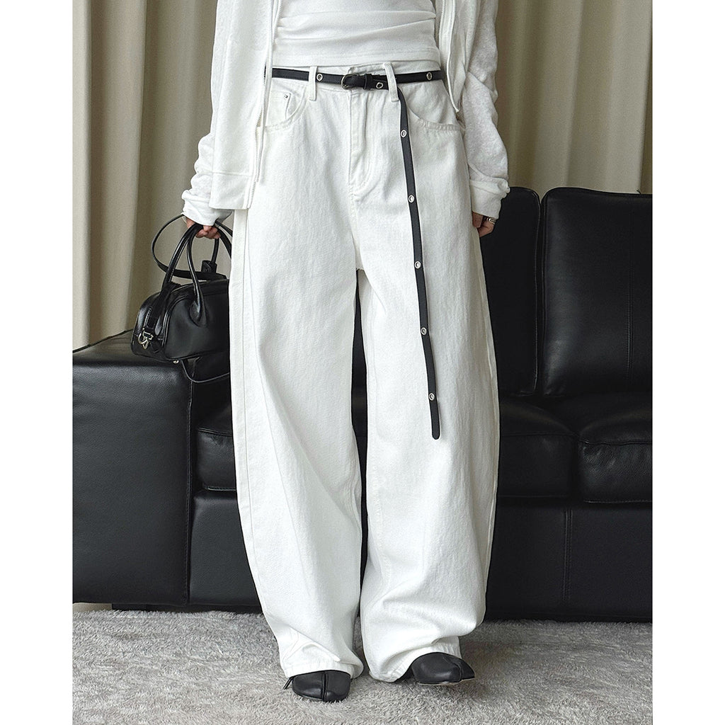 Vintage high waisted washed distressed loose wide leg jeans