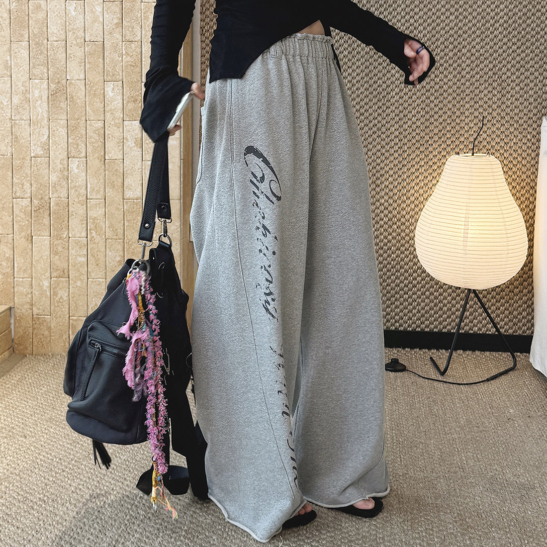 Women’s Oversized Wide Leg Sweatpants with Letter Print
