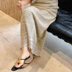 Women’s Textured Knit A-Line Midi Skirt
