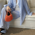Women’s Blue Striped High Waist Wide Leg Pants