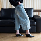 Summer new retro workwear patchwork wide leg jeans