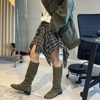 Retro contrasting plaid irregular skirt half length skirt