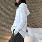 Loose fit v neck long sleeve button shirt top
