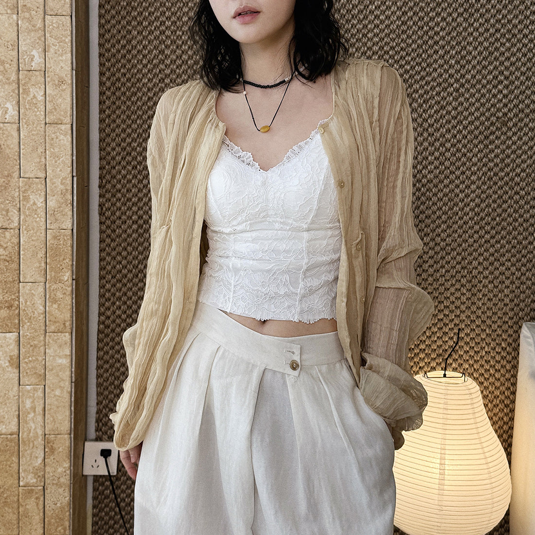 Lace Cami Top V-neck Sleeveless Slim Fit Bralette