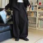 High waist loose fit structured wide leg pants