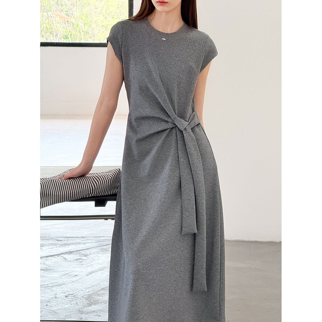 Women’s Knot-Waist Short-Sleeve Midi Dress