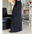 High-Waist Draped Maxi Skirt with Side Slit Detail